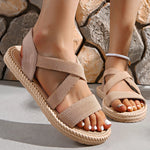 Women's Braided Edge Sole Criss-Cross Strap Sandals