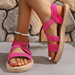 Women's Braided Edge Sole Criss-Cross Strap Sandals