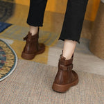 Women’s Buckle Strap Flat Ankle Boots