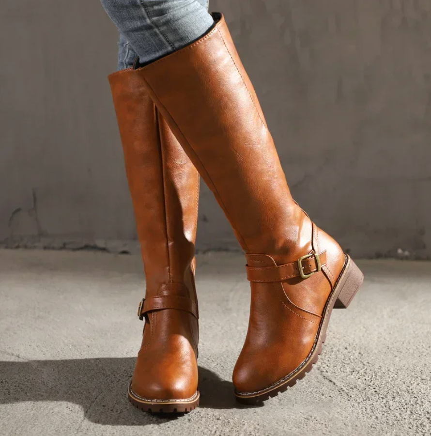 Women’s Buckle Strap Knee High Boots