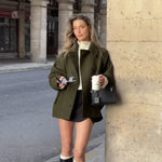 Women's Button Closure Turn Down Collar Wool Jacket
