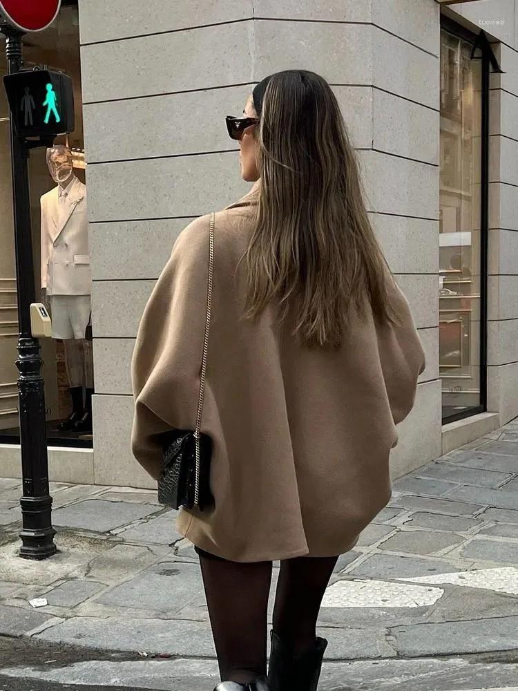 Women's Button Closure Turn Down Collar Wool Jacket