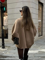 Women's Button Closure Turn Down Collar Wool Jacket