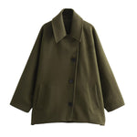 Women's Button Closure Turn Down Collar Wool Jacket