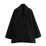 Women's Button Closure Turn Down Collar Wool Jacket