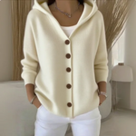 Women's Button-Down Knit Hooded Cardigan