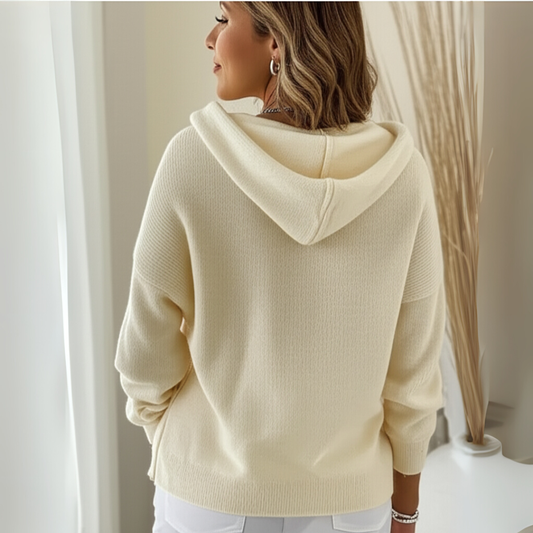 Women's Button-Down Knit Hooded Cardigan