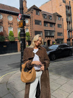 Women's Button Front Belted Waist Wide Lapels Double-Breasted Trench Coat