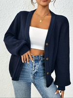 Women's Button-Front Closure Long Sleeve Cardigan