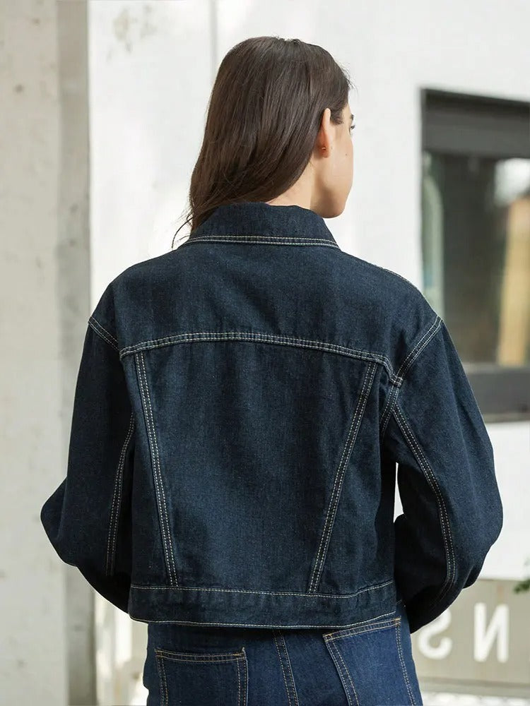 Women’s Button Front Cropped Denim Jacket