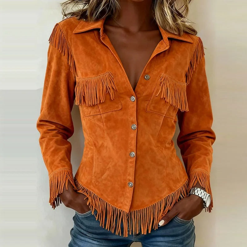 Women's Button-Front Fringe Western Shirt