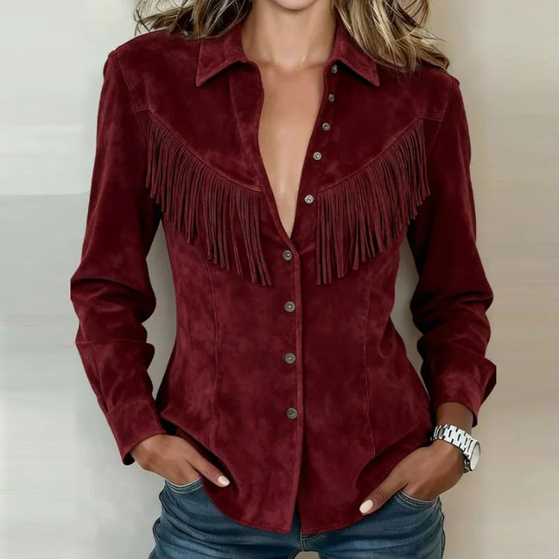 Women's Button-Front Fringe Western Shirt