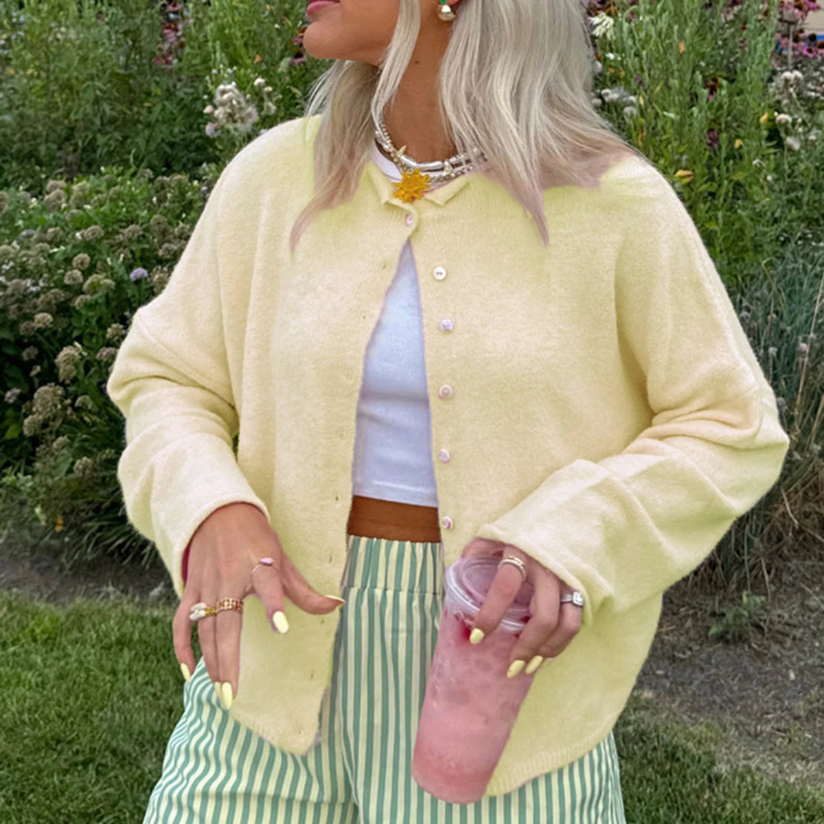 Women’s Button Front Loose Fit Cardigan