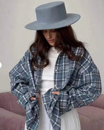 Women's Button Front Plaid Chest Pocket Long Sleeve Flannel Shirt