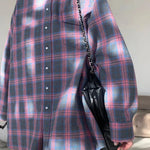 Women's Button Front Plaid Chest Pocket Long Sleeve Flannel Shirt