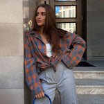 Women's Button Front Plaid Chest Pocket Long Sleeve Flannel Shirt