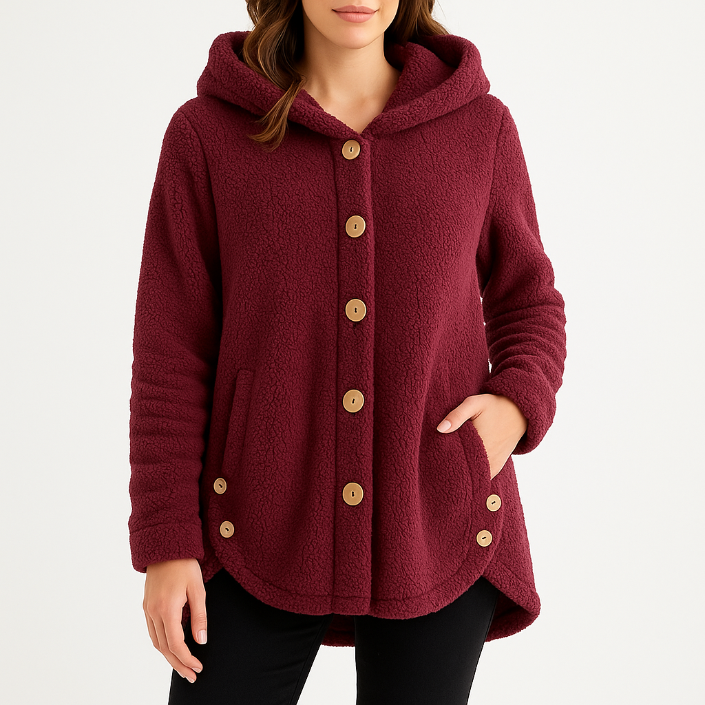 Women's Button-Front Side-Pocket Fleece Hoodie