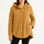 Women's Button-Front Side-Pocket Fleece Hoodie