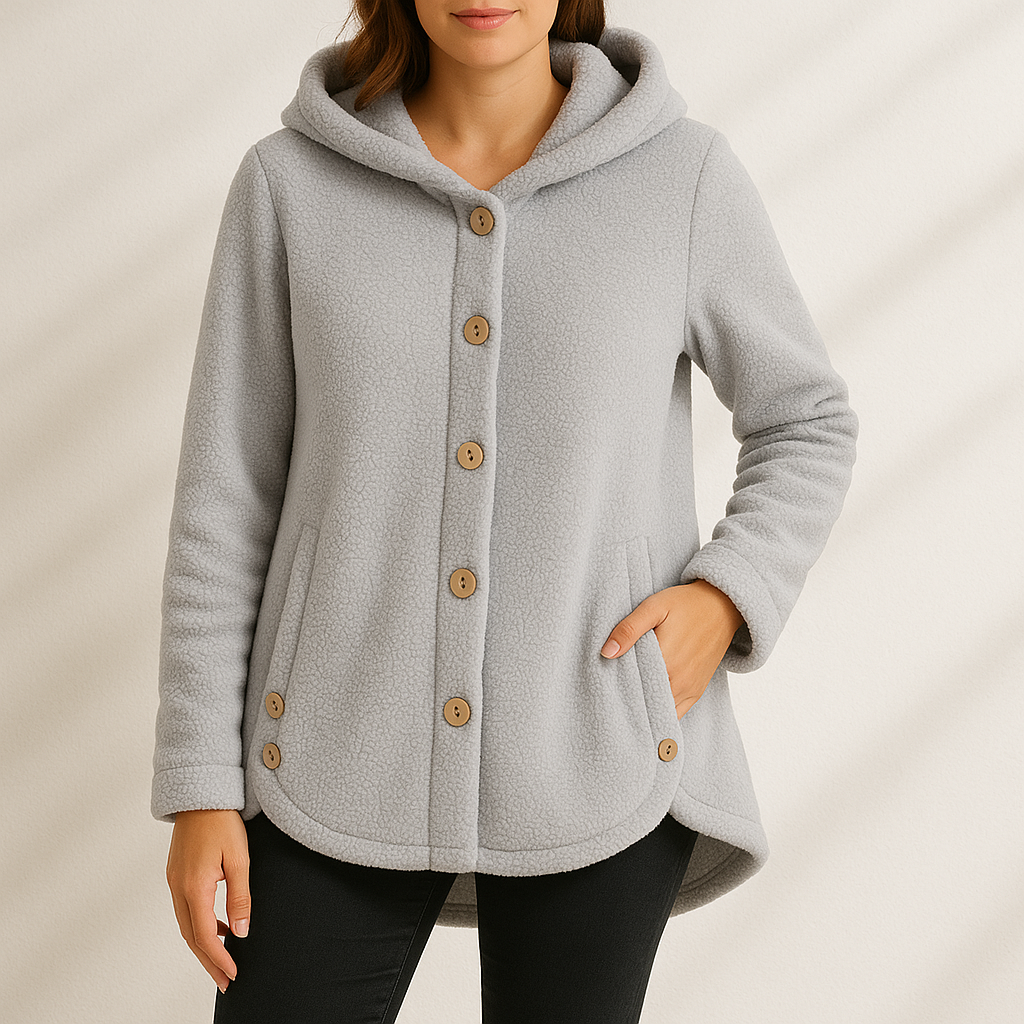 Women's Button-Front Side-Pocket Fleece Hoodie