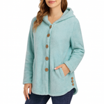 Women's Button-Front Side-Pocket Fleece Hoodie