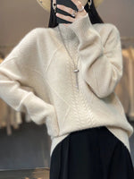 Women’s Cable Knit Turtleneck Long Sleeve Sweater