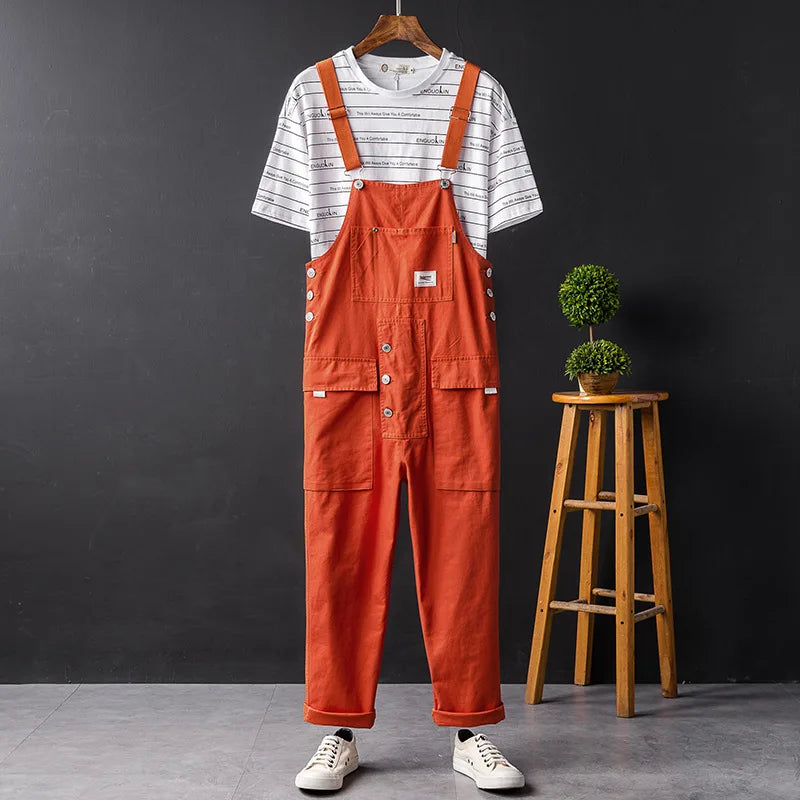 Women's Cargo Pocket Adjustable Strap Straight Leg Button Detail Overall