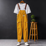 Women's Cargo Pocket Adjustable Strap Straight Leg Button Detail Overall