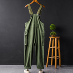 Women's Cargo Pocket Adjustable Strap Straight Leg Button Detail Overall