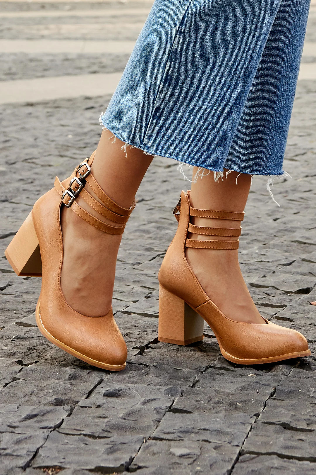 Women’s Casual Closed Toe Block Heel Back Zipper Heels