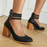 Women’s Casual Closed Toe Block Heel Back Zipper Heels