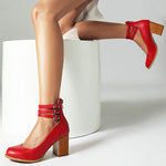 Women’s Casual Closed Toe Block Heel Back Zipper Heels