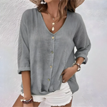 Women's Casual V-Neck Button-Down Blouse