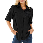 Women's Chest Pocket Button-Down Long Sleeve Shirt