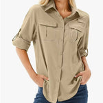 Women's Chest Pocket Button-Down Long Sleeve Shirt