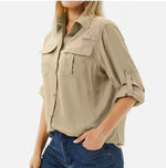 Women's Chest Pocket Button-Down Long Sleeve Shirt