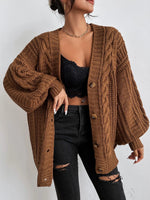 Women’s Chunky Cable Button Front Cardigan
