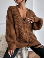 Women’s Chunky Cable Button Front Cardigan
