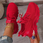 Women's Chunky Sole Rounded Toe Lace Up Sneakers