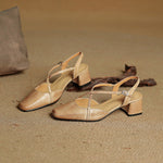 Women’s Closed-Round-Toe Slingback Block Heel Shoes