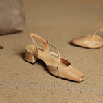 Women’s Closed-Round-Toe Slingback Block Heel Shoes