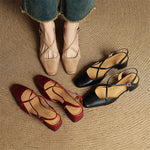 Women’s Closed-Round-Toe Slingback Block Heel Shoes