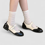 Women’s Closed Toe Buckle Strap Contrast Mary Jane Shoes