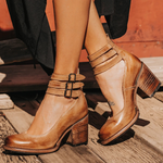 Women’s Closed-Toe Multi Strap Block Heel Ankle Boots