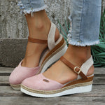 Women's Closed Toe Platform Wedge Ankle Strap Sandals