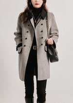 Women's Collared Flap Pocket Wool Coat