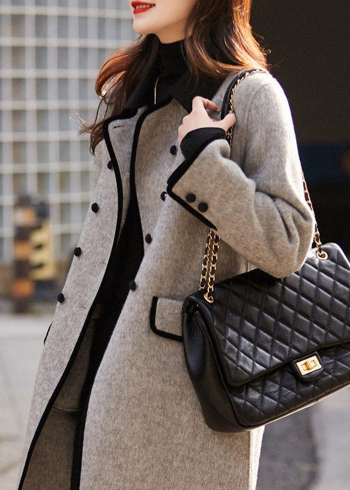 Women's Collared Flap Pocket Wool Coat