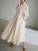 Women's Collared Long Sleeves Maxi Shirt Dress