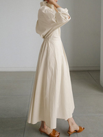 Women's Collared Long Sleeves Maxi Shirt Dress