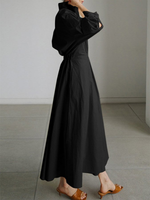 Women's Collared Long Sleeves Maxi Shirt Dress