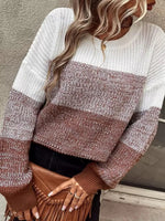 Women’s Color Block Long Sleeve Knit Sweater